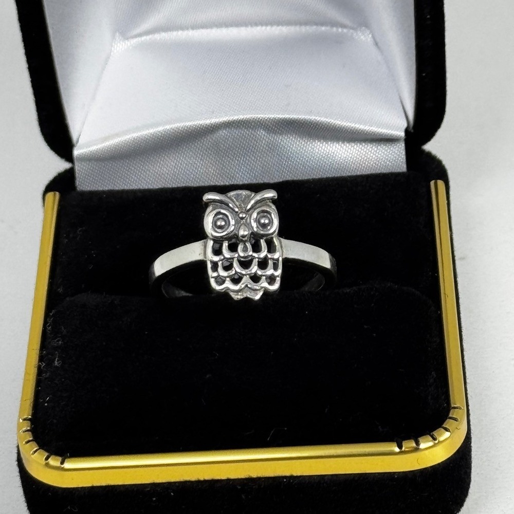 Sterling Silver‎ Owl Ring Size 7.5 Cute Bird Band 925 Fashion Jewelry